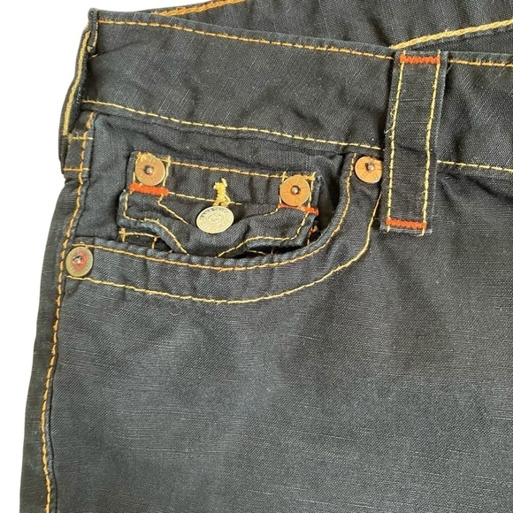 True Religion Vintage Y2K Linen Blend Capri Shorts Jorts Low Rise Flap Pockets - Picture 6 of 16